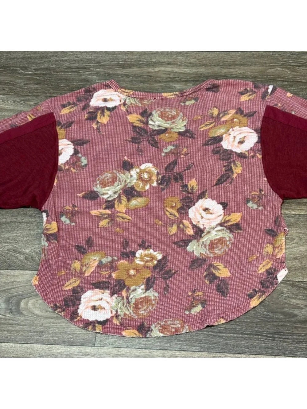 Free People Floral Print Waffle Knit Top Large Moroccan Spice